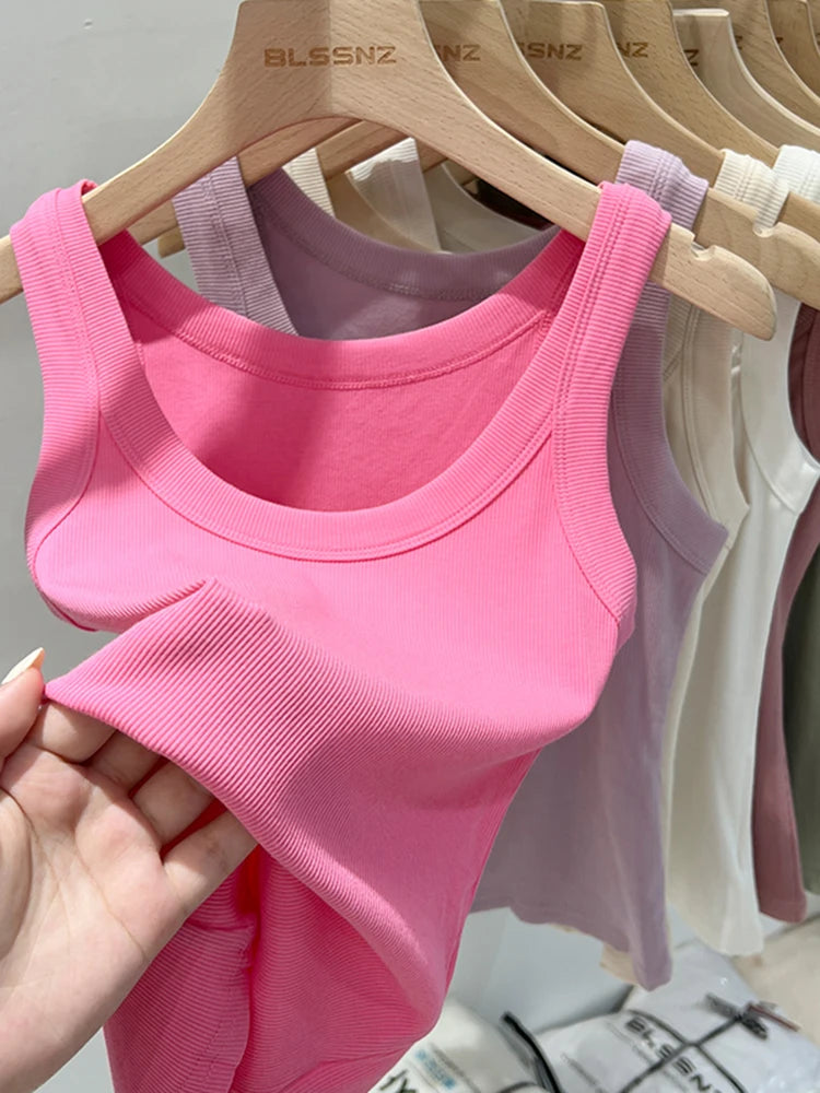 vestoraa zjaiss solid round neck ribbed tank camisole outfit 8 - casual unisex garment with precision (USA)
