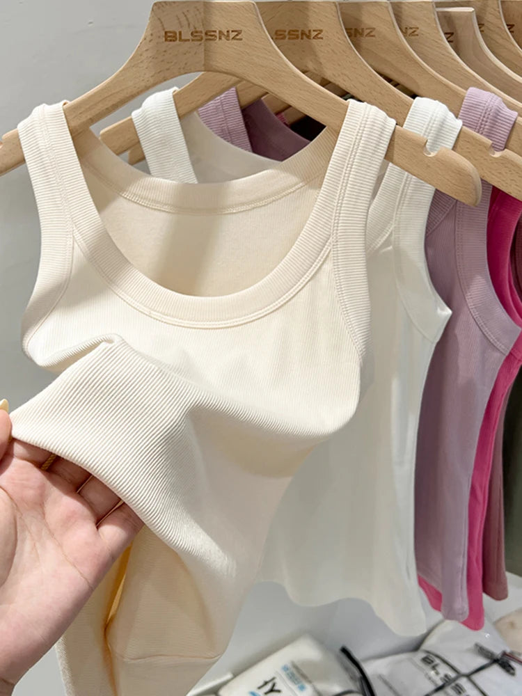 unisex casual outfit vestoraa zjaiss solid round neck ribbed tank camisole - daily wear garment with neutral design detail