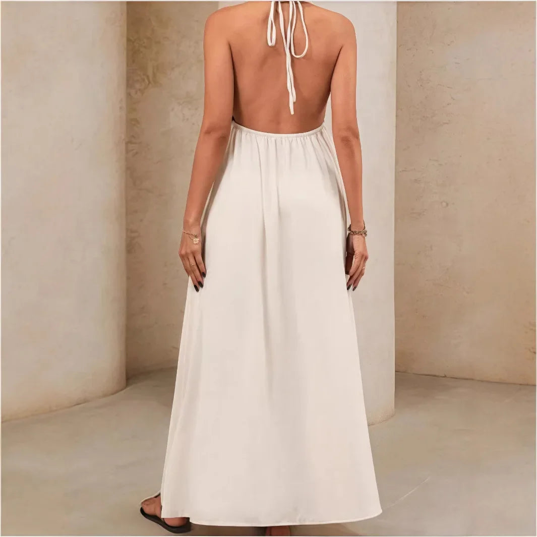 unisex formal outfit vestoraa sexy backless long dress comfortable loose - daily wear garment with neutral design detail
