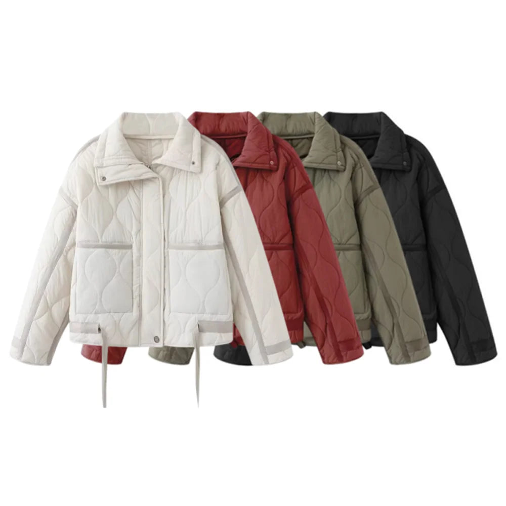 vestoraa 's clothing 's stand-up collar quilted - casual unisex outfit with precision in neutral cotton (USA)