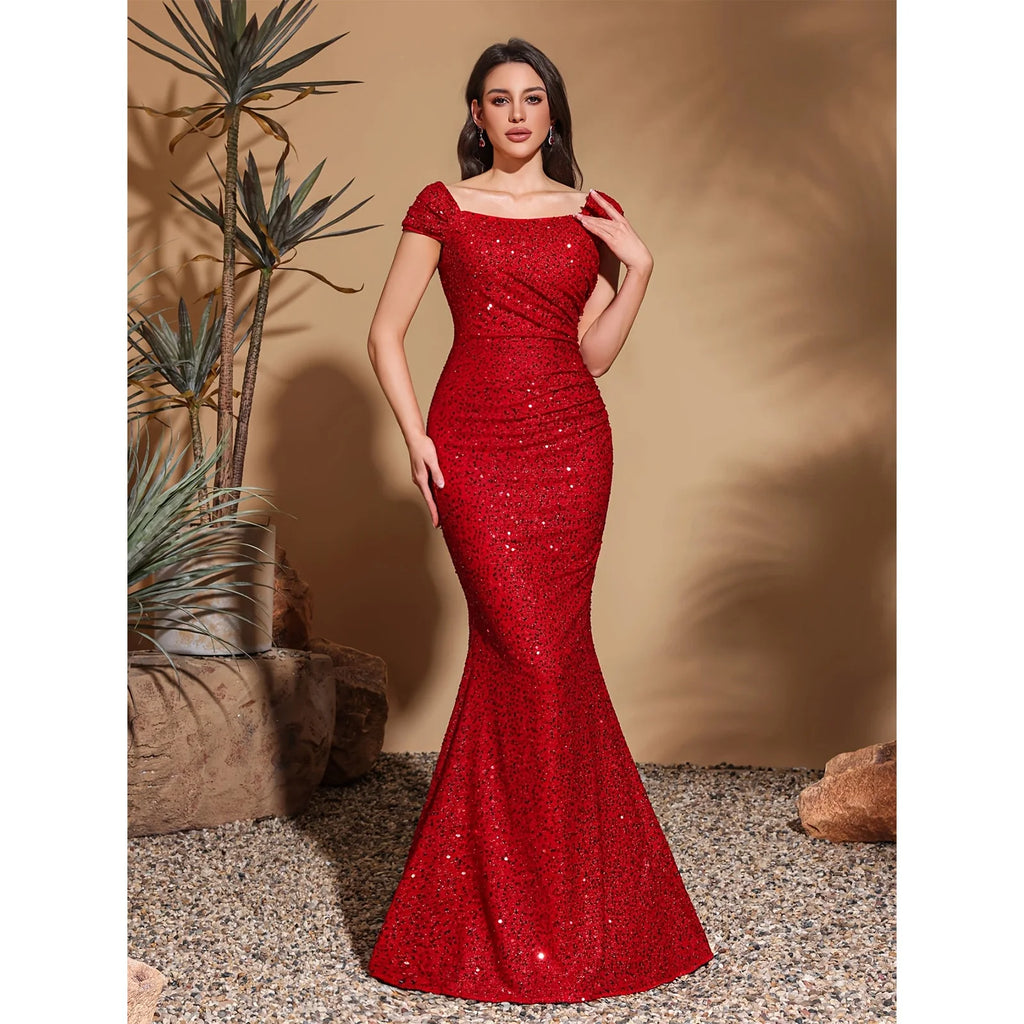 vestoraa simple square neck sequined hip party - formal unisex outfit with precision in neutral metal (USA)