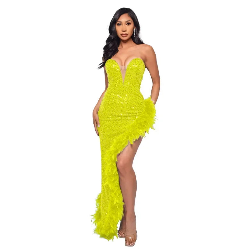 vestoraa cm.yaya sequined strapless feather outfit 6 - dress unisex garment with precision (USA)