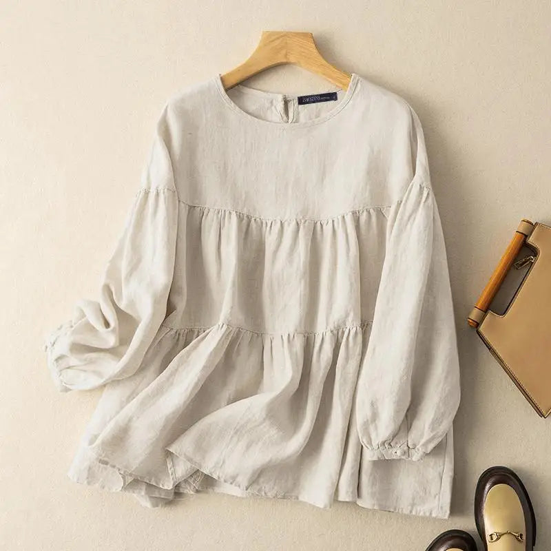 vestoraa zanzea tops solid cotton blouse lapel outfit 7 - casual unisex garment with precision (USA)