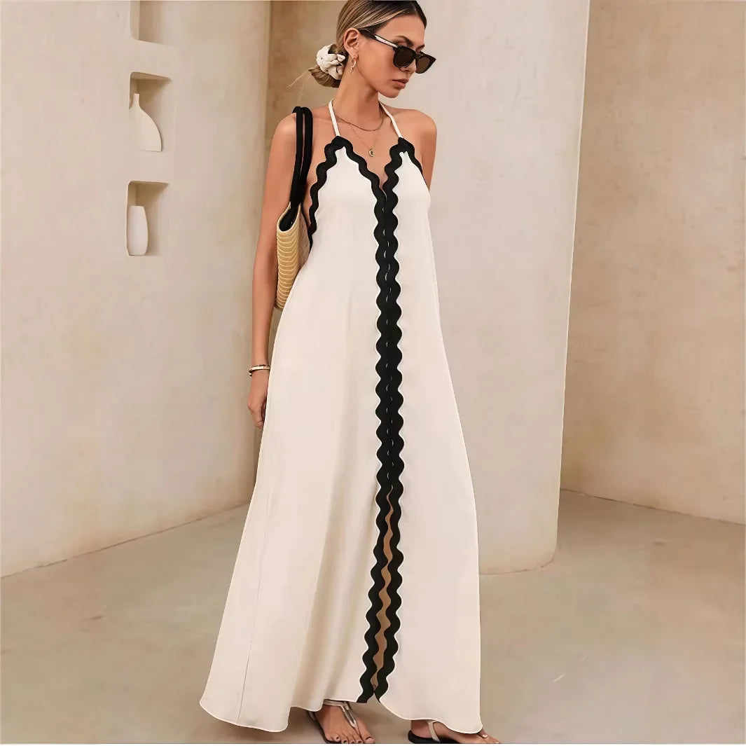 vestoraa sexy backless long dress comfortable loose - formal unisex outfit with precision in neutral metal (USA)