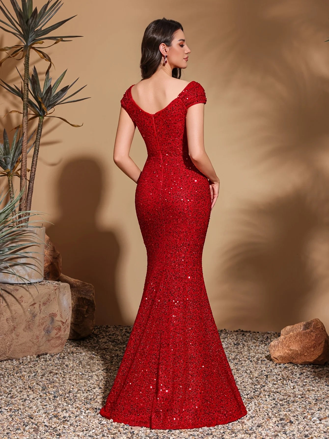 Vestoraa vestoraa simple square neck sequined hip party unisex garment - precision metal outfit (USA)