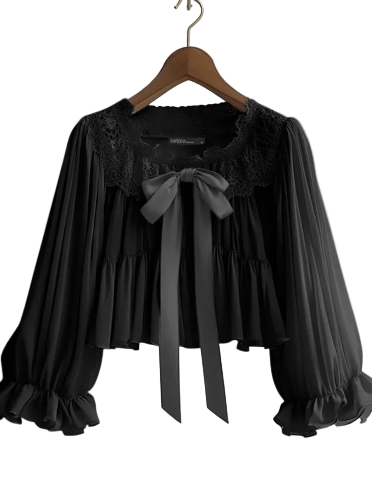 unisex casual outfit vestoraa zanzea chiffon blouse solid lace tops casual - daily wear garment with neutral design detail