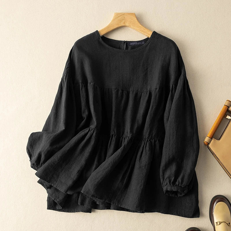 vestoraa zanzea tops solid cotton blouse lapel outfit 8 - casual unisex garment with precision (USA)