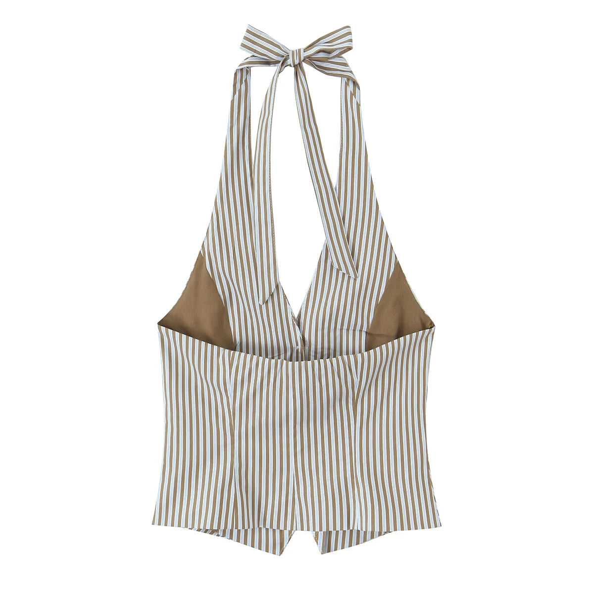 vestoraa duoperi piece sets striped halter - modern unisex outfit with precision in neutral metal (USA)