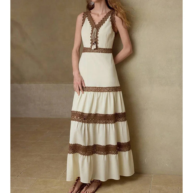 vestoraa 's bohemian long dress sexy - casual unisex outfit with precision in neutral metal (USA)