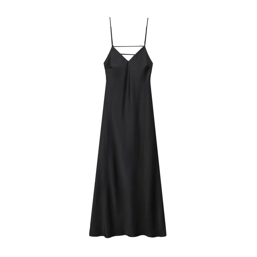 vestoraa kondala sexy chic satin party dress v neck - dress unisex outfit with precision in neutral metal (USA)