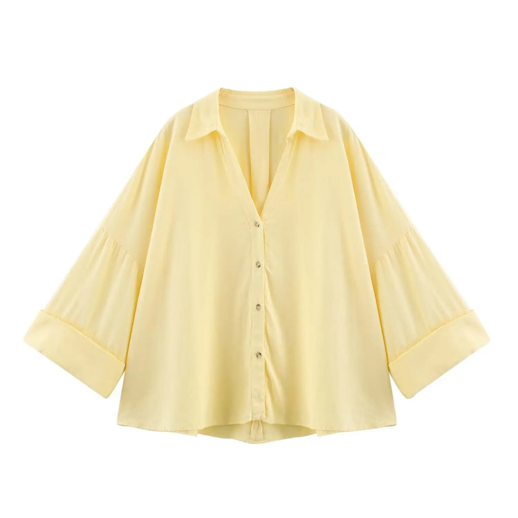 vestoraa 's curled wide sleeves linen blended outfit detail - reliable design, precision, waterproof casual design (USA)