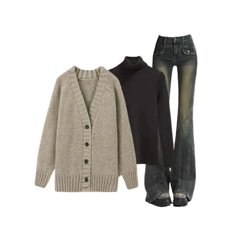 vestoraa 's matching set knitted - casual unisex outfit with precision in neutral metal (USA)