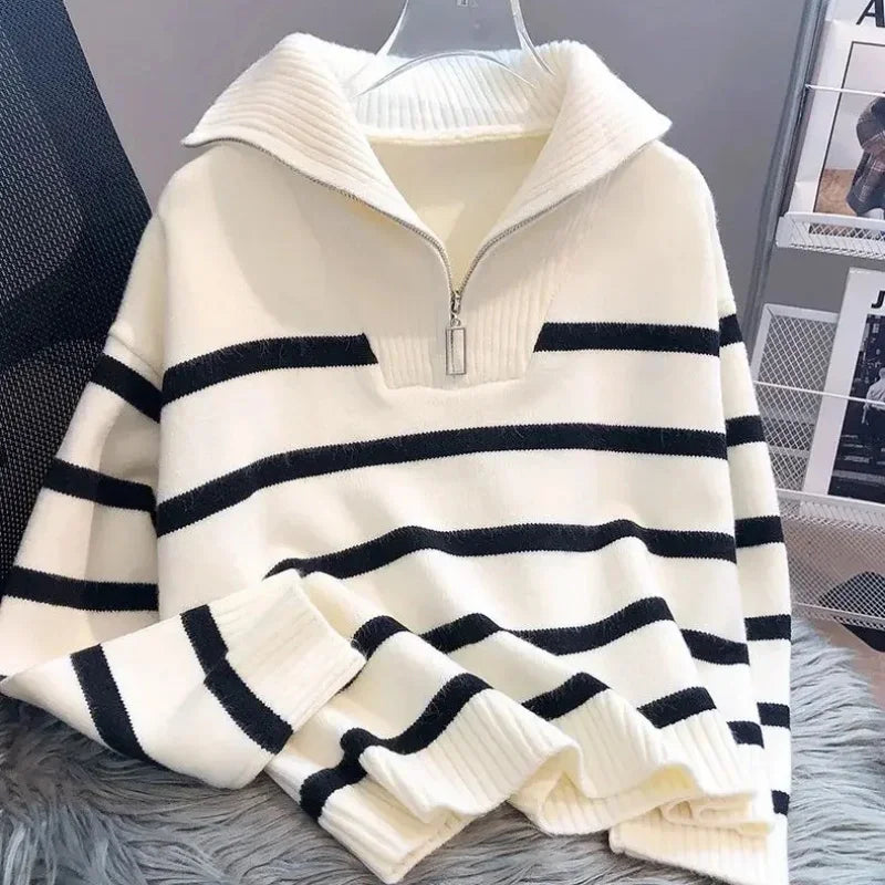 Vestoraa vestoraa sweater pullover underwear zipper stripe unisex garment - precision metal outfit (USA)