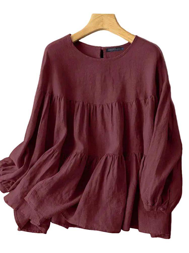 vestoraa zanzea tops solid cotton blouse lapel - casual unisex outfit with precision in neutral cotton (USA)