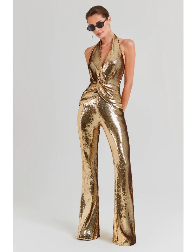 vestoraa ins sexy glitter sequins gold bodycon - modern unisex outfit with designer in gold metal (USA)