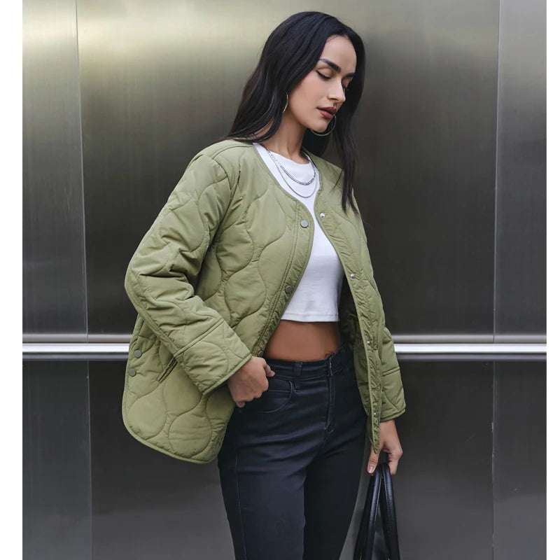 vestoraa black quilted jacket padded - modern unisex outfit with precision in black metal (USA)