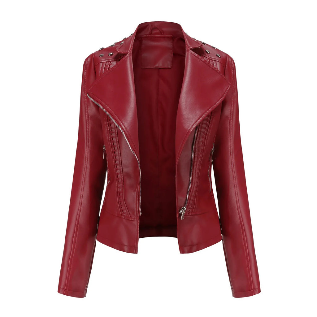 vestoraa 's punk rivet leather jacket retro - casual unisex outfit with precision in neutral metal (USA)