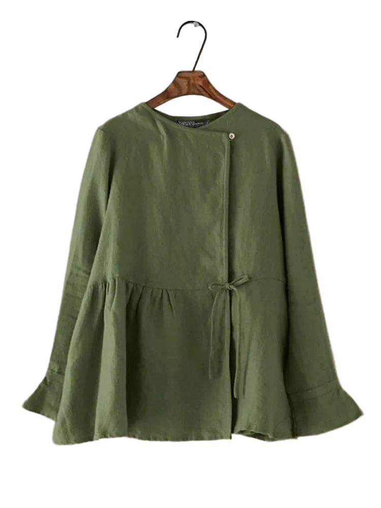 vestoraa zanzea vintage long flare sleeve - casual unisex outfit with precision in neutral cotton (USA)