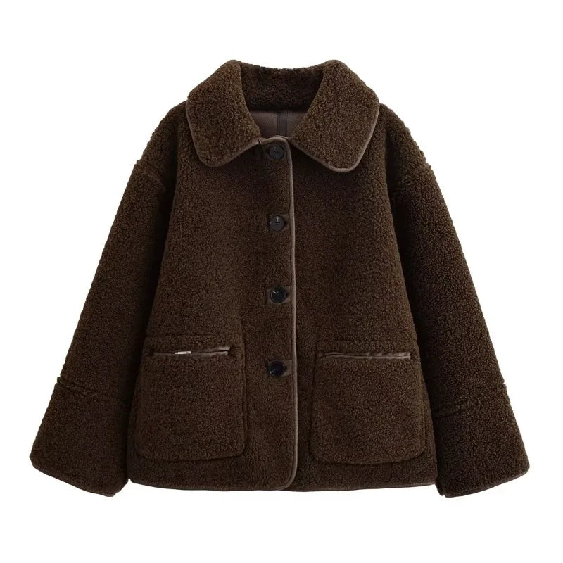 unisex modern outfit vestoraa charmchant 's reversible shearling - daily wear garment with neutral design detail (USA)