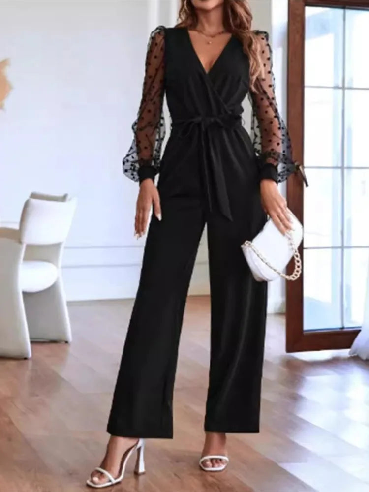 vestoraa v neck lace long sleeve jumpsuit outfit 5 - casual unisex garment with precision (USA)
