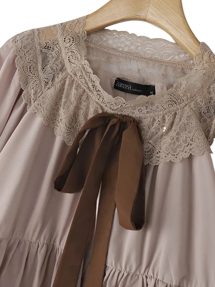 vestoraa zanzea chiffon blouse solid lace tops casual outfit detail - reliable design, precision, waterproof casual design