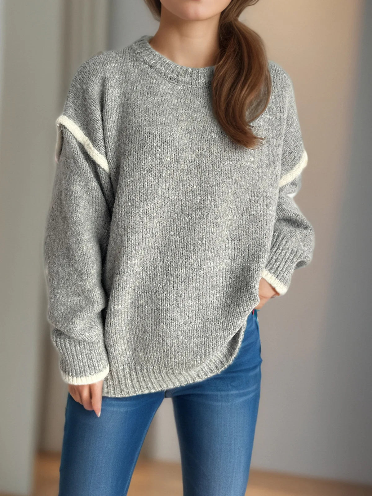 vestoraa 's loose thickened round neck sweater outfit detail - reliable design, precision, waterproof casual design (USA)