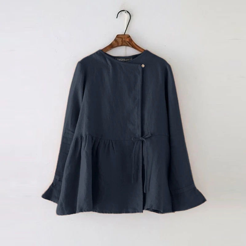 vestoraa zanzea vintage long flare sleeve outfit 6 - casual unisex garment with precision (USA)